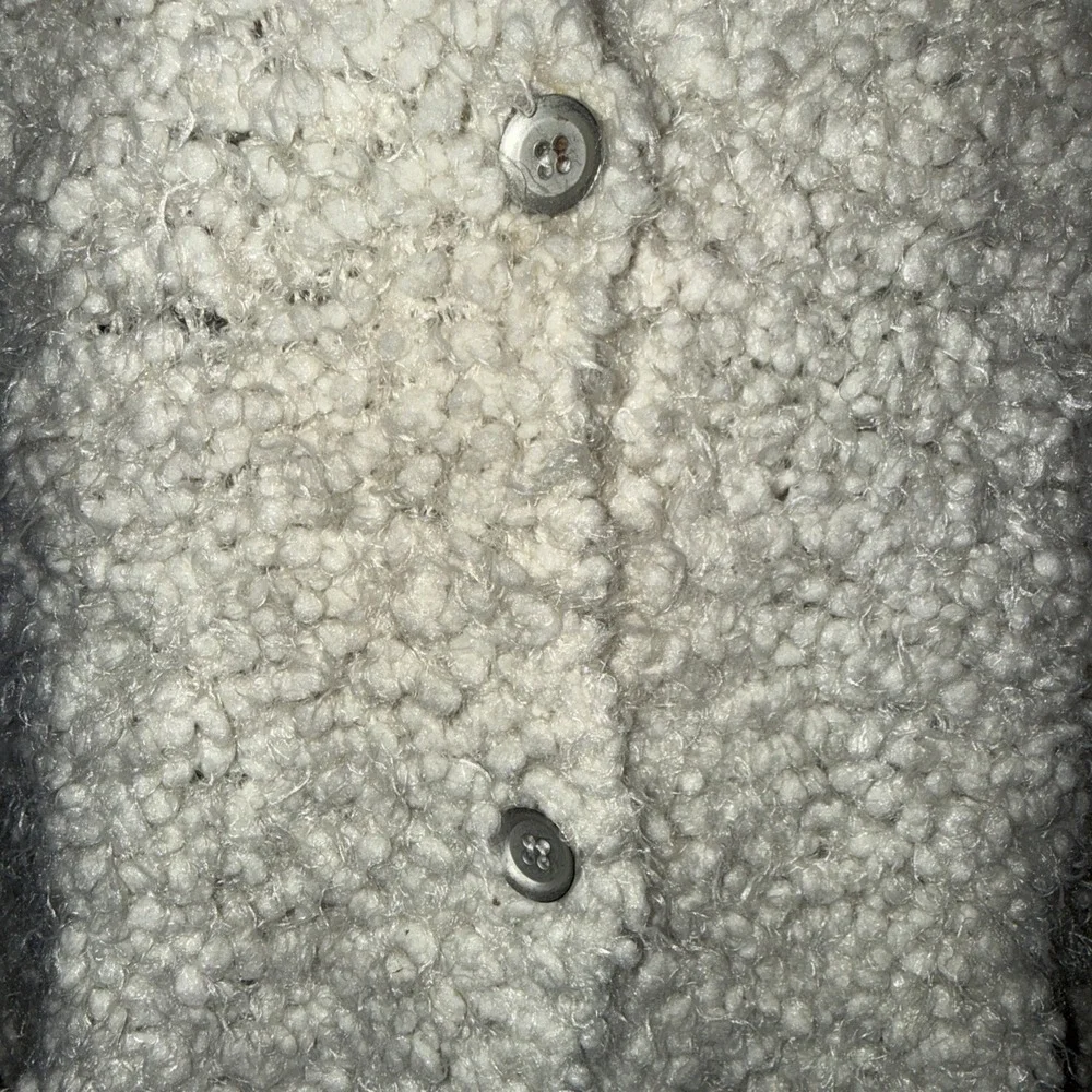 FREE PEOPLE  Boucle FUZZY SWEATER CARDIGAN Women's Size XS Oversized IVORY Boho